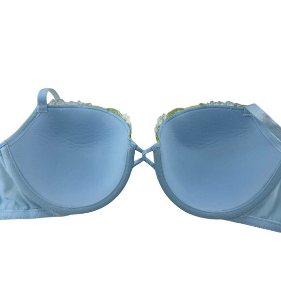 Victoria's Secret Dream Angels Breaker Blue Lemon Embroidery Demi Bra 36D - Picture 3 of 8